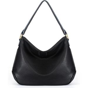 imageMontana West Medium Hobo Bags for Women Purses and Handbags Classic Top Handle Shoulder Satchel Bags with Detachable StrapSolid Black