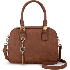imageMontana West Small Top Handle Purse for Women Crossbody Satchel Handbag Barrel BagS Brown