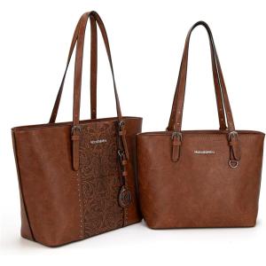 imageMontana West Tote Bag for Women Large Purse and Handbags Set Embossed Collection Purse 2Pcs Set2 Setbrown