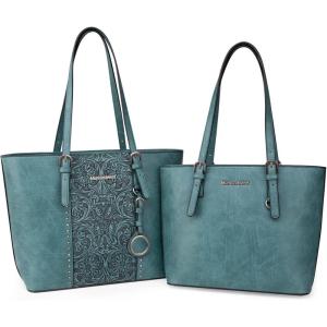 imageMontana West Tote Bag for Women Large Purse and Handbags Set Embossed Collection Purse 2Pcs Set2 Setturquoise