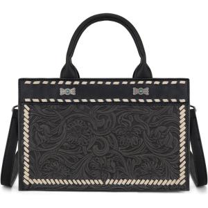 imageMontana West Western Tooling Handbags Vintage Prints and Whipstitch CraftsmanshipStitching Black