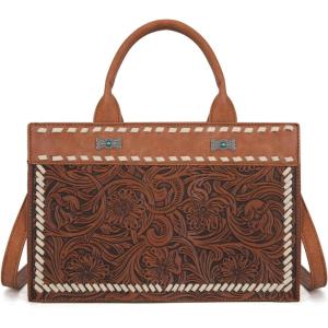 imageMontana West Western Tooling Handbags Vintage Prints and Whipstitch CraftsmanshipStitching Brown