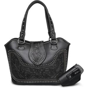 imageMontana West Western Tote Bag for Women Tooled Shoulder Bag Ladies Purses and HandbagsAtooling Black