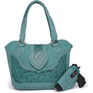 imageMontana West Western Tote Bag for Women Tooled Shoulder Bag Ladies Purses and HandbagsAtooling Turquoise