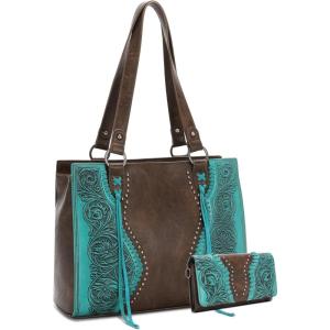 imageMontana West Western Tote Bag with Wallet Set for Women Floral Tooling Shoulder Handbag