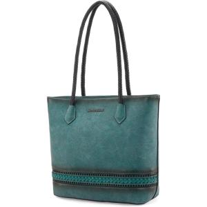 imageMontana West Woven Tote Bags for Women Purses and Handbags with Concealed Carry Back Zipper PocketDistressed Turquoise