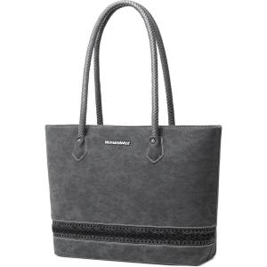 imageMontana West Woven Tote Bags for Women Purses and Handbags with Concealed Carry Back Zipper PocketWoven Black