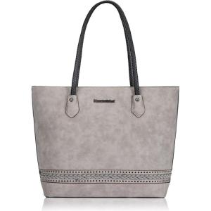 imageMontana West Woven Tote Bags for Women Purses and Handbags with Concealed Carry Back Zipper PocketWoven Grey