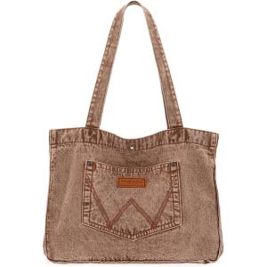 imageMontana West Wrangler Tote Bag for Women Large Denim Purses for Work TravelBrown