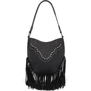 imageMontana Western Fringe Hobo Bags for Women Top Handle Shoulder PursesBlack