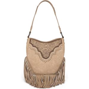 imageMontana Western Fringe Hobo Bags for Women Top Handle Shoulder PursesTan