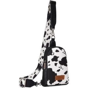imageWrangler Cow Print Crossbody Bags for Women Western Sling Bag with Adjustable Starp Cross Body PurseBlack