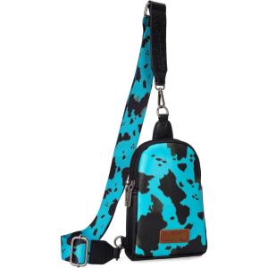 imageWrangler Cow Print Crossbody Bags for Women Western Sling Bag with Adjustable Starp Cross Body PurseTurquoise