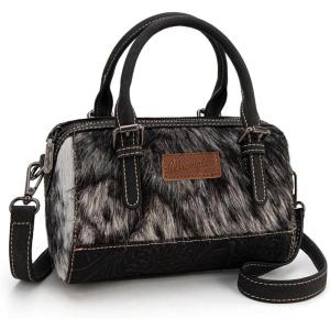 imageWrangler Cowhide Crossbody Bags for Women Western Designer Tophandle HandbagsCowhideblack
