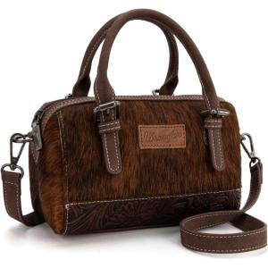 imageWrangler Cowhide Crossbody Bags for Women Western Designer Tophandle HandbagsCowhidecoffee