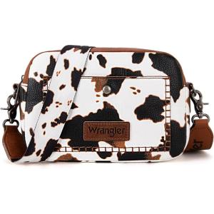 imageWrangler Crossbody Purses for Women Trendy Camera Snapshot Bag with Wide StrapArtist Cow Brown