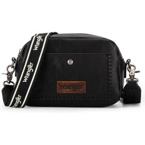 imageWrangler Crossbody Purses for Women Trendy Camera Snapshot Bag with Wide StrapDouble Layer Black