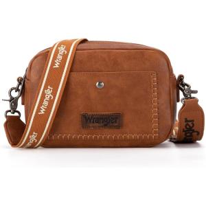 imageWrangler Crossbody Purses for Women Trendy Camera Snapshot Bag with Wide StrapDouble Layer Brown