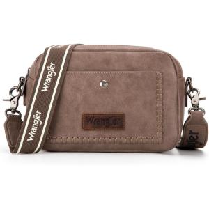 imageWrangler Crossbody Purses for Women Trendy Camera Snapshot Bag with Wide StrapDouble Layer Khaki