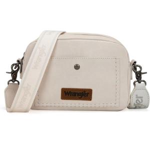 imageWrangler Crossbody Purses for Women Trendy Camera Snapshot Bag with Wide StrapDouble Layer Light Beige