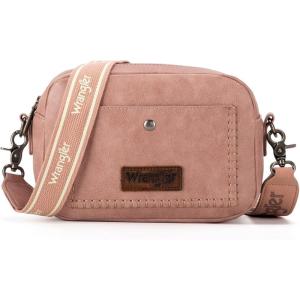 imageWrangler Crossbody Purses for Women Trendy Camera Snapshot Bag with Wide StrapDouble Layer Pink