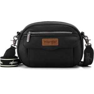 imageWrangler Crossbody Purses for Women Trendy Camera Snapshot Bag with Wide StrapRetro Black