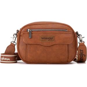 imageWrangler Crossbody Purses for Women Trendy Camera Snapshot Bag with Wide StrapRetro Brown