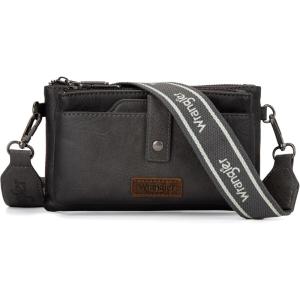 imageWrangler Distressed Crossbody Purses for Women Multifunction Card Holder Wallet Small Purse with Double ZipperGray