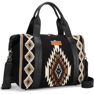 imageWrangler Duffel Bag for Women Large Travel Weekender Bag Tapestry Designer Carry On Bags BrownTapestryBlack