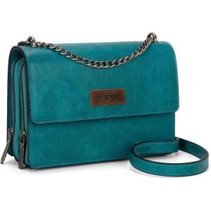 imageWrangler Flap Crossbody Purse for Women Shoulder Bag Vintage Wallets with Chain StrapBlue Turquoise