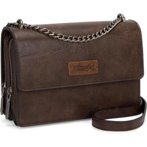 imageWrangler Flap Crossbody Purse for Women Shoulder Bag Vintage Wallets with Chain StrapDark Coffee