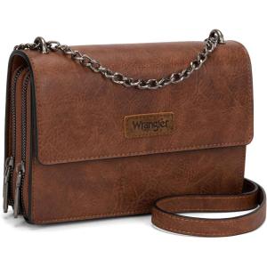 imageWrangler Flap Crossbody Purse for Women Shoulder Bag Vintage Wallets with Chain StrapDeep Brown