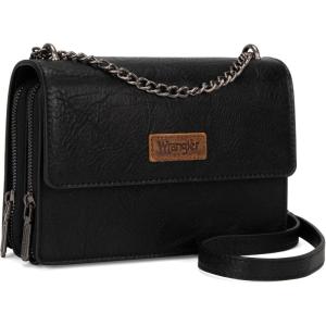 imageWrangler Flap Crossbody Purse for Women Shoulder Bag Vintage Wallets with Chain StrapJet Black