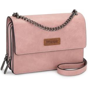 imageWrangler Flap Crossbody Purse for Women Shoulder Bag Vintage Wallets with Chain StrapPeach Pink
