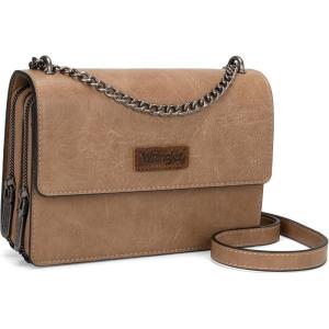 imageWrangler Flap Crossbody Purse for Women Shoulder Bag Vintage Wallets with Chain StrapSand Khaki
