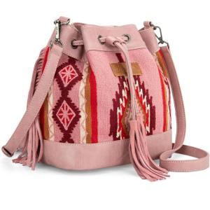 imageWrangler Hobo Bags for Women Designer Aztec Bucket Purses Western Tapestry Shoulder HandbagsTapestrypink