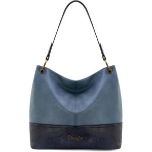 imageWrangler Hobo Bags for Women Vegan Leather Top Handle Shoulder Purses and HandbagsTwo Tone Jean