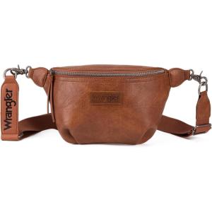 imageWrangler Large Fanny Packs for Women Waist Bag Travel Belt Bags Crossbody Sling Purse BrownABrown