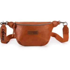 imageWrangler Large Fanny Packs for Women Waist Bag Travel Belt Bags Crossbody Sling Purse BrownALight Brown