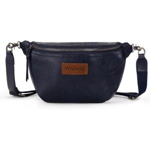 imageWrangler Large Fanny Packs for Women Waist Bag Travel Belt Bags Crossbody Sling Purse BrownANavy
