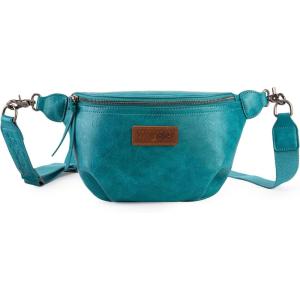 imageWrangler Large Fanny Packs for Women Waist Bag Travel Belt Bags Crossbody Sling Purse BrownATorquise