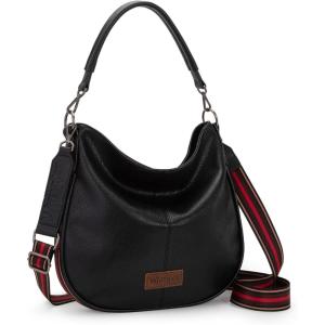 imageWrangler Large Hobo Crossbody Bag for Women Shoulder Purse Handbags with Adjustable StrapBlack