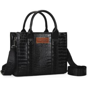 imageWrangler Medium Tote Bag for Women Designer Satchel Handbags Tophandle Purses with StrapCrocodileblack
