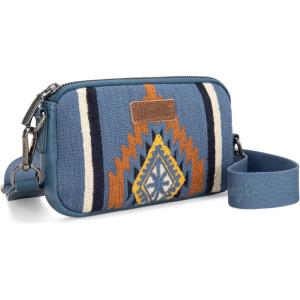 imageWrangler Mini Crossbody Purse for Women Western Aztec Clutch Designer Tapestry Shoulder HandbagsJean Blue
