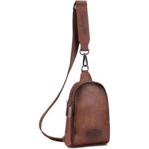 imageWrangler Small Crossbody Sling Bags for Women Fanny Packs Chest Bag for Travel GiftClassicdark Brown Distressed