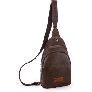 imageWrangler Small Crossbody Sling Bags for Women Fanny Packs Chest Bag for Travel GiftExplorercoffee