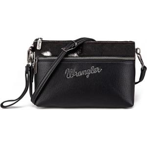 imageWrangler Western Cowhide Crossbody Bags for Women Clutch Wristlet PurseCowhairblack