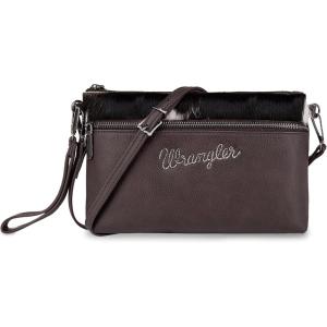 imageWrangler Western Cowhide Crossbody Bags for Women Clutch Wristlet PurseCowhaircoffee