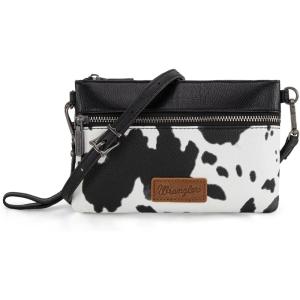 imageWrangler Western Cowhide Crossbody Bags for Women Clutch Wristlet PurseCowprint Black