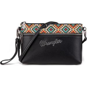 imageWrangler Western Cowhide Crossbody Bags for Women Clutch Wristlet PurseEmbroideredblack